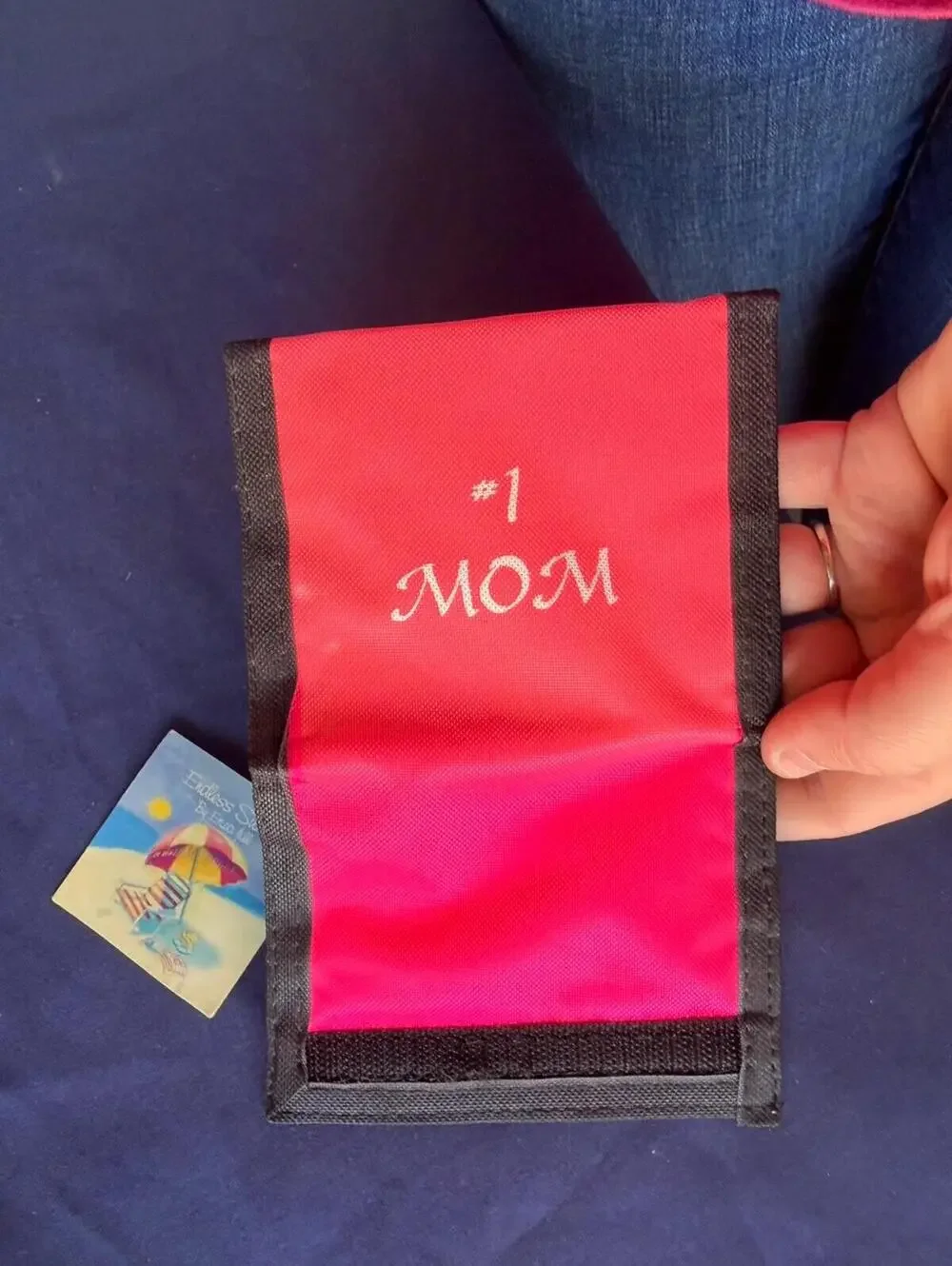 Black Tri Fold Women's Wallet Printed Accent Mother's Day Folding Solid